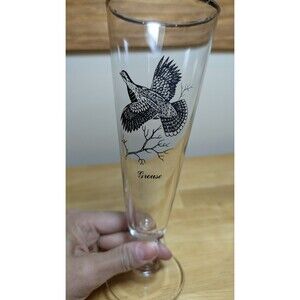 Vintage Federal Glass Grouse Beer Glass Silver Rimmed 8 1/4" Tall, No Chips